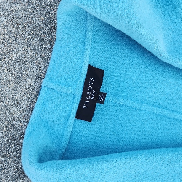 Talbots Double Face Jacket Blue Teal 16P Petite Winter Trench Coat Fall Wool - Picture 7 of 11